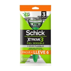 SCHICK XTREME3 MAQINA PIEL SENSIBLE (PAGUE 4 LLEVE 6)