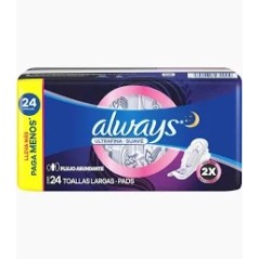 ALWAYS TOALLA NOCTURNA ULTRA FINA FLUJO ABUNDANTE X 24 UND