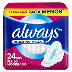 ALWAYS TOALLA U/FINA MALLA DIURNA F/MODERADO X 24 UND