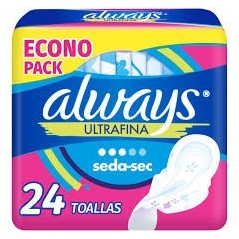 ALWAYS TOALLA U/FINA SUAVE DIURNA F/MODERADO X 24 UND