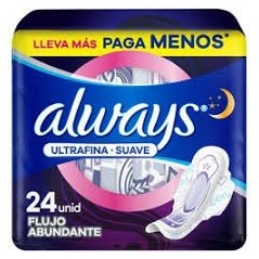 ALWAYS TOALLA ULTRA FINA SUAVE FLUJO ABUNDANTE C/A X 24 UND