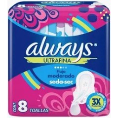 ALWAYS TOALLA ULTRAFINA SECA C/A X 8 UND