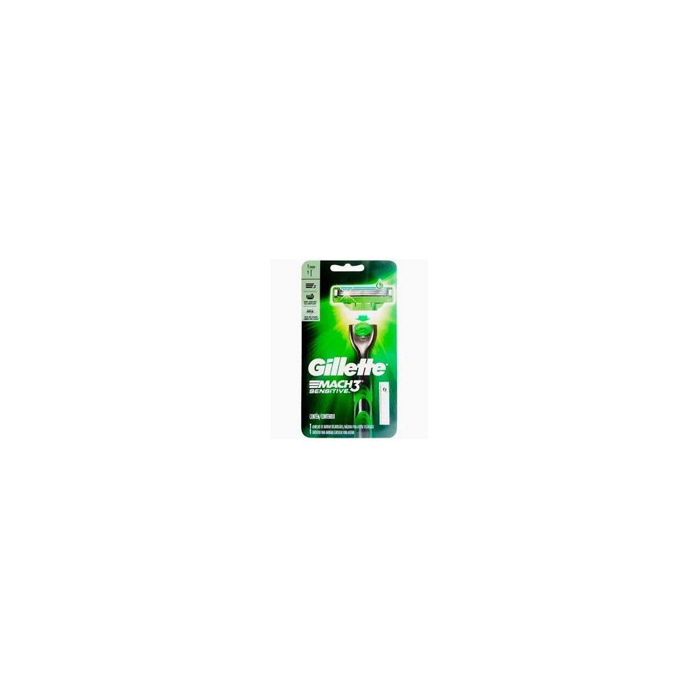 GILLETTE MACH3 MAQUINA AFEITAR SENSITIVE RAZOR + 1 CARTUCHO