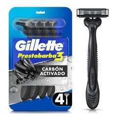 GILLETTE PRESTOBARBA3 CARBONO MAQ X 4 UND
