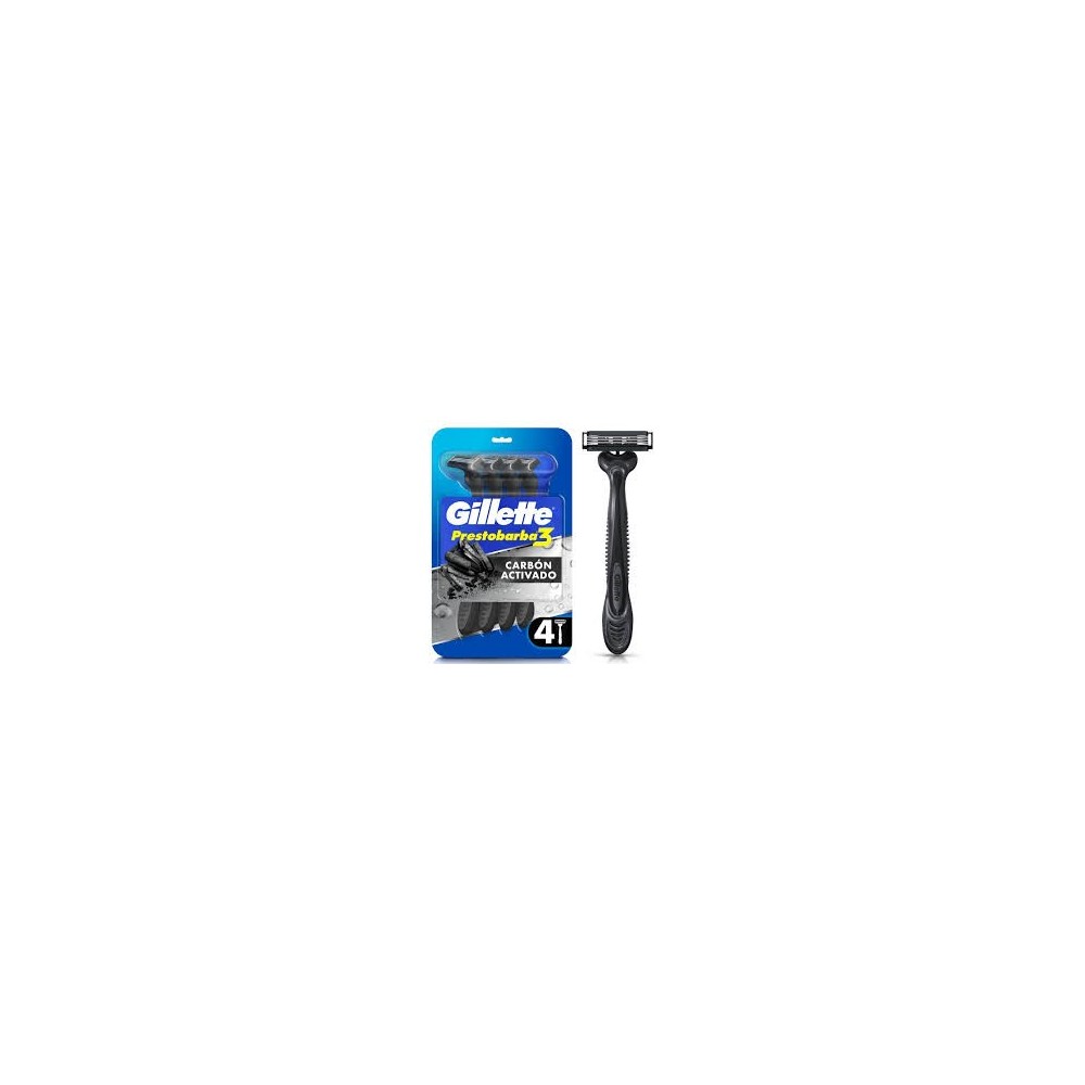 GILLETTE PRESTOBARBA3 CARBONO MAQ X 4 UND