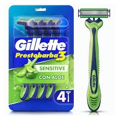 GILLETTE PRESTOBARBA3 MAQUINA BDYSENS X 4 UND