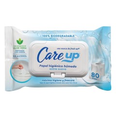 CARE UP PAPEL HIGIENICO HUMEDO C/TAPA X 80 UND
