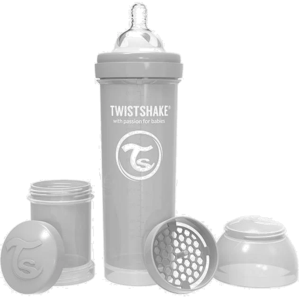 MAMADERA TWISTSHAKE ANTI COLICO X 330 ML GRIS PASTEL