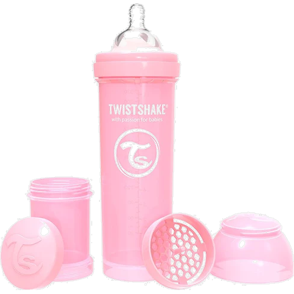 MAMADERA TWISTSHAKE ANTI COLICO X 330 ML ROSADO PASTEL