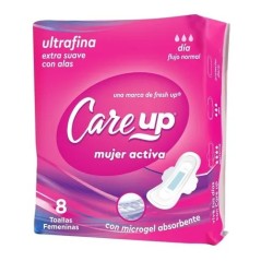 CARE UP TOALLA HIGIENICA DIA ULTRADELGADA CON ALAS X 8 UND