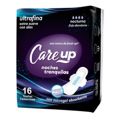 CARE UP TOALLA HIGIENICA NOCHE ULTRADELGADA CON ALAS X 16 UND