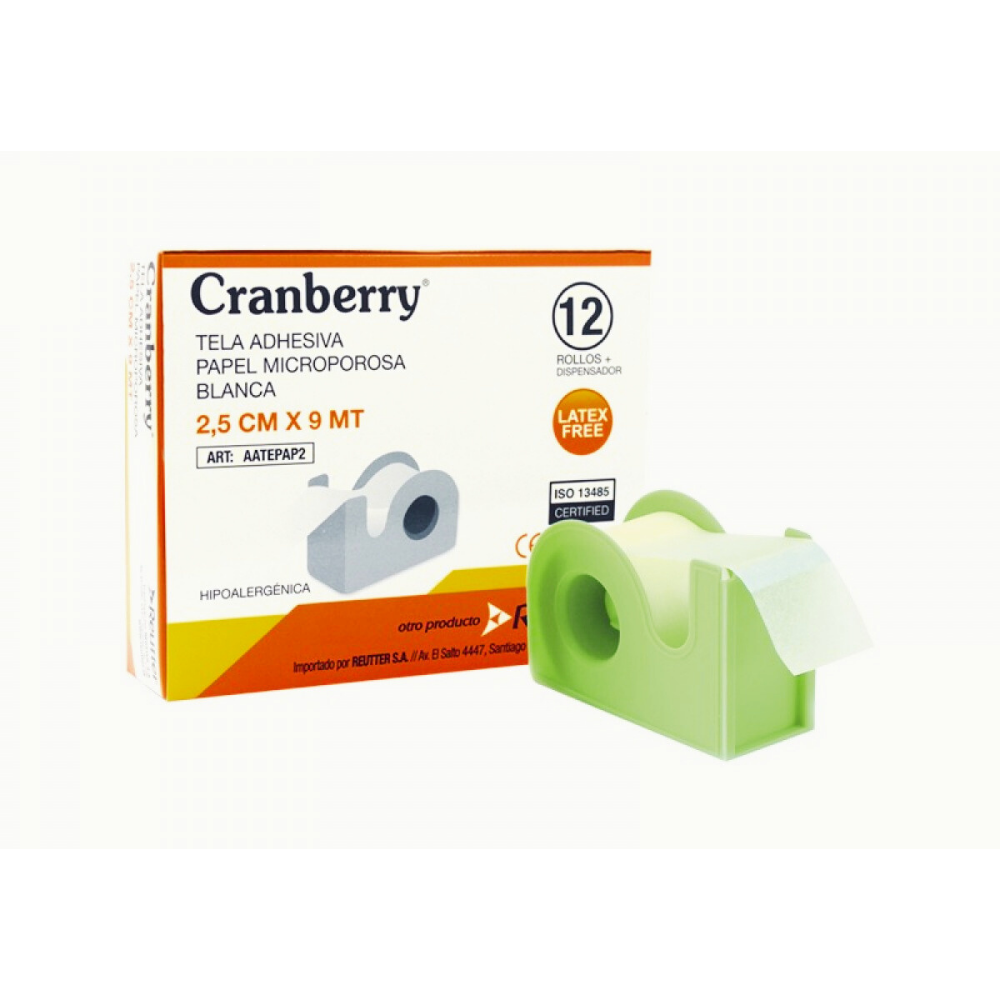 CRANBERRY TELA ADH PAPEL MICROPOROSA BLANCA 5 X 9 CM X 1 (DM)
