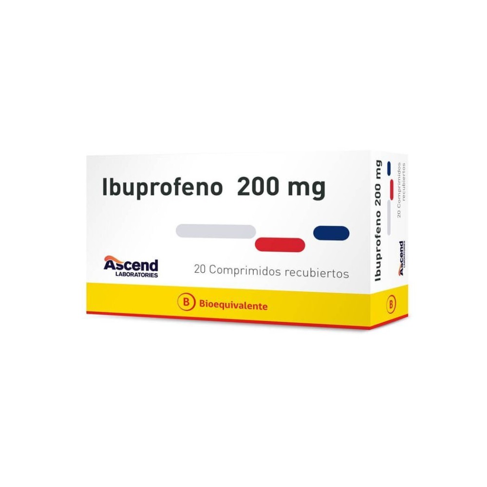 Ibuprofeno (B) 200mg 20 Comprimidos Recubiertos  / PRECIO POR UNIDAD DE MEDIDA / $ 42.- valor por unidad