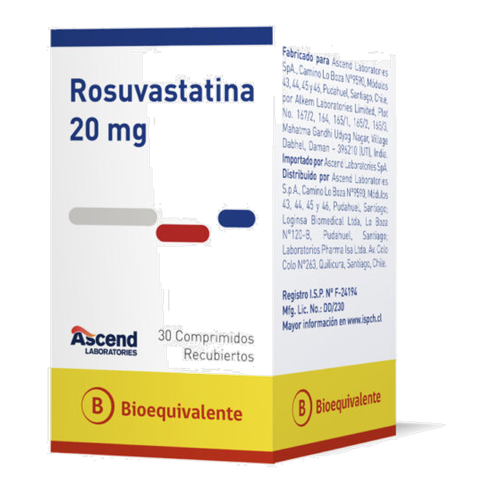 ROSUVASTATINA COM 20 MG X 30 ASCEND (BE)