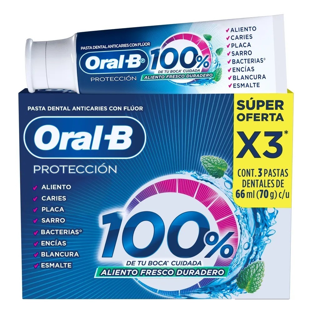 ORAL B PASTA 100% X 70 GR X 3 UND