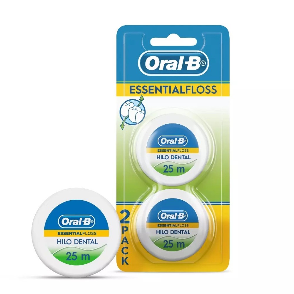 ORAL B SEDA DENTAL ESSENTIAL FLOSS MENTA 25 MT X 2 UND