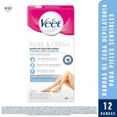 VEET BANDAS DEP CORPORAL PURE & FRESH PIEL SENSIBLE X 12