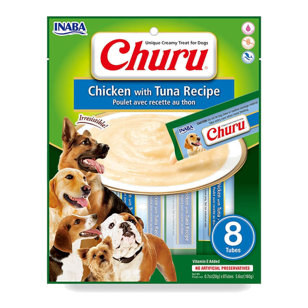 CHURU DOG POLLO Y ATUN X 8 UND