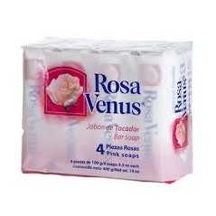 JABON ROSA VENUS ROSADO 100 GR X 4 UND