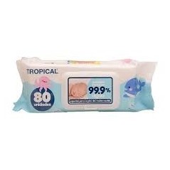 TOALLAS HUMEDAS TROPICAL 99,9% AGUA CON TAPA 80 UND X 2