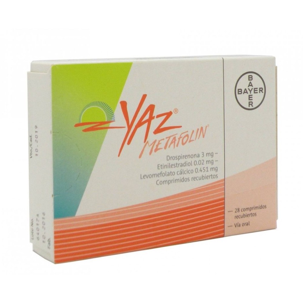Yaz Metafolin Drospirenona / Etinilestradiol / Levomefolato 28 Comprimidos Recubiertos