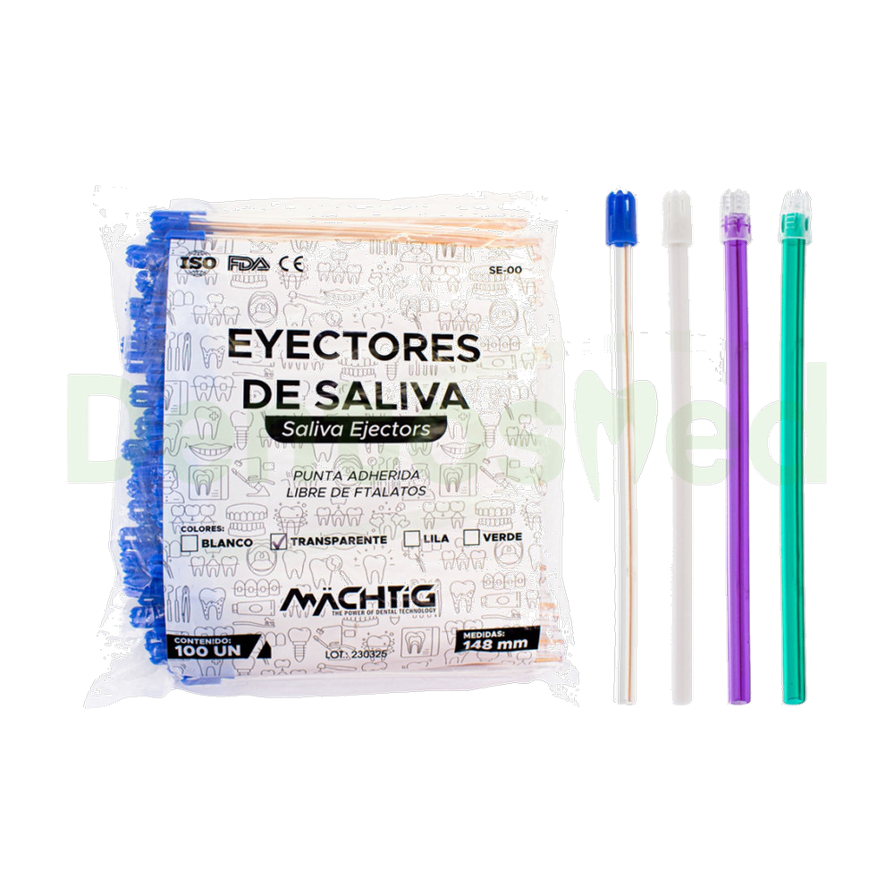 EYECTOR DE SALIVA 15 CM COLOR TRANSPARENTE X 100 UND