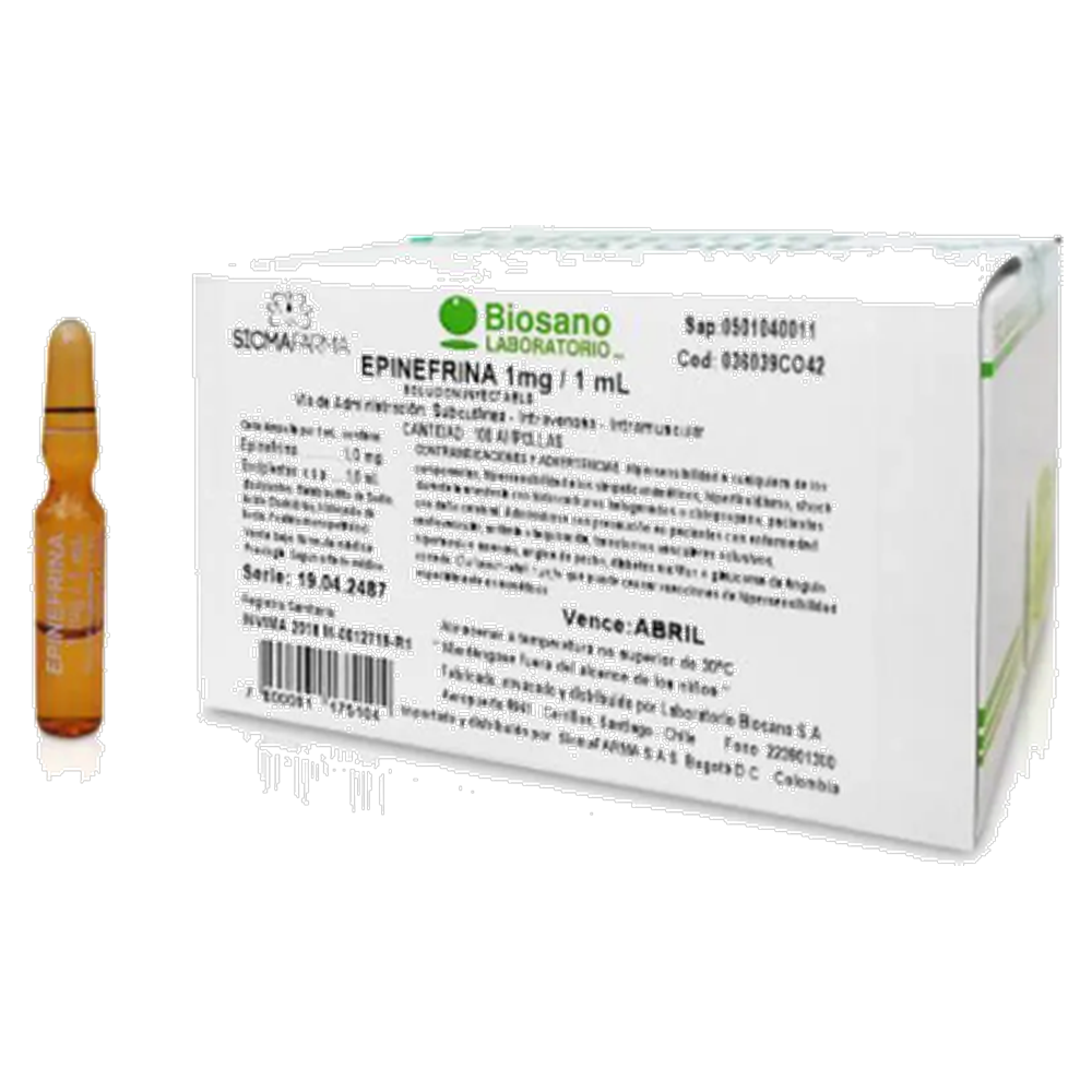EPINEFRINA AMP 1 MG 1 ML X 100 BIOSANO