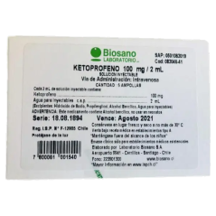 KETOPROFENO AMP 100 MG 2 ML IV X 100 BIOSANO (EC)