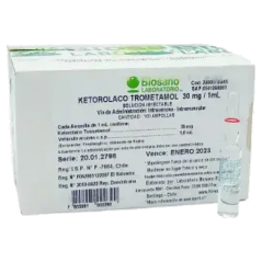 KETOROLACO TROMETAMOL AMP 30 MG/ 1 ML X 100 BIOSANO