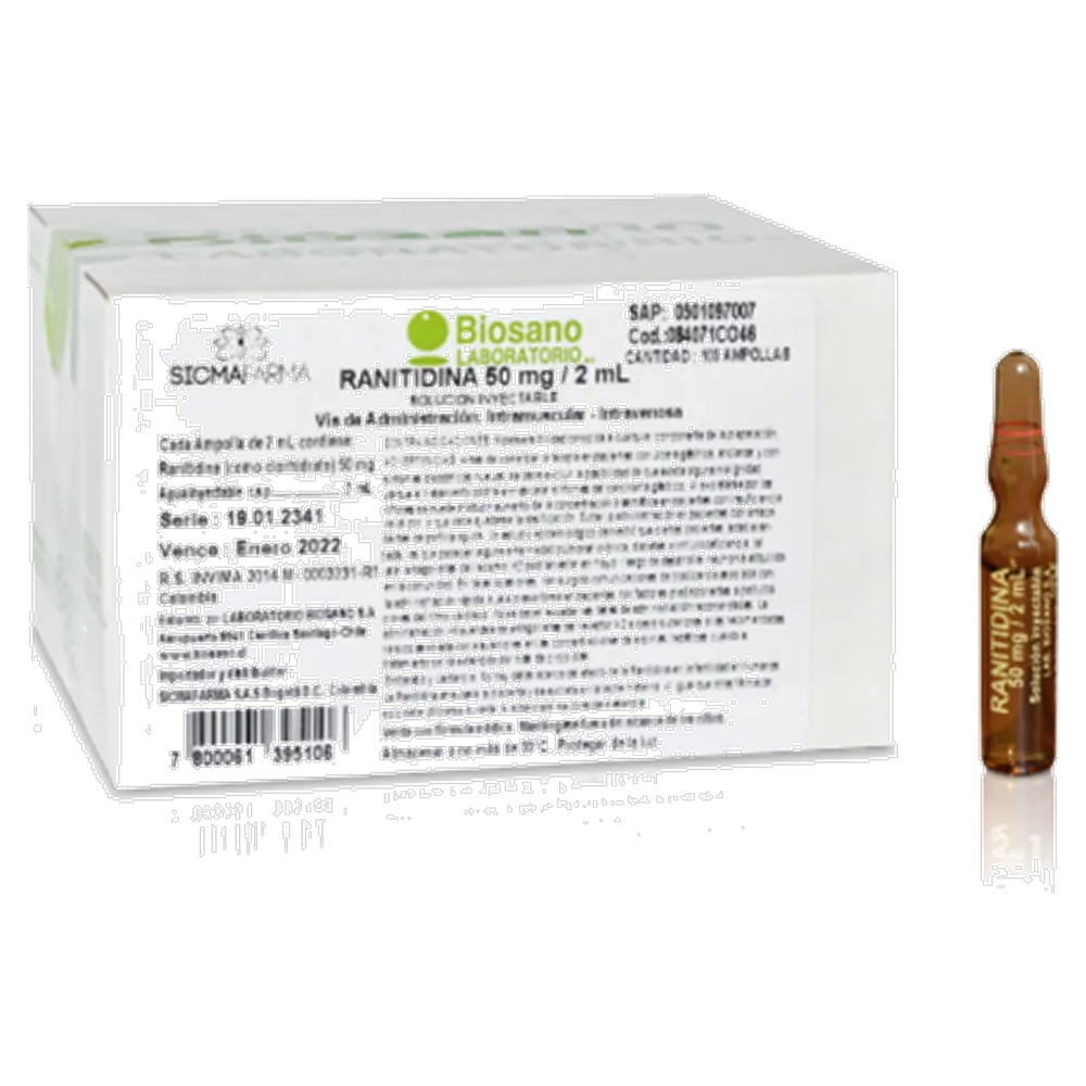 RANITIDINA AMP 50MG/2ML X 100 BIOSANO (EC)