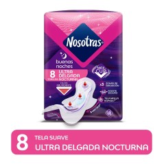 TOALLA HIGIENICA NOCTURNA ULTRADELGADA CON ALAS X 8 UND