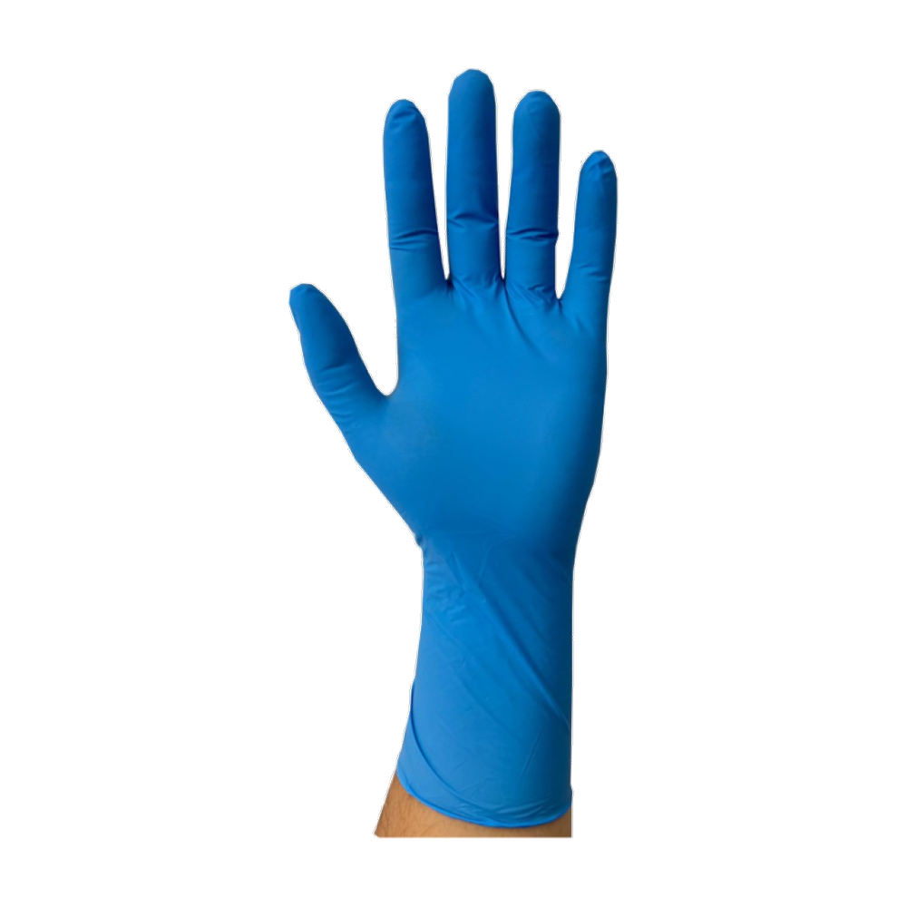 GUANTE EXAMEN NITRILO ALTO RIESGO AZUL L X 100 UND