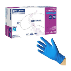 GUANTE EXAMEN NITRILO C/P AZUL TOP GLOVE M X 100 UND
