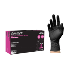 GUANTE EXAMEN NITRILO L/P NEGRO TRESOR S X 100 UND (DM)