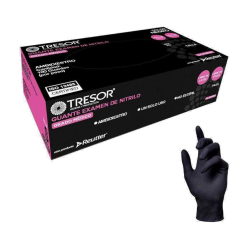 GUANTE EXAMEN NITRILO L/P NEGRO TRESOR XL X 100 UND (DM)