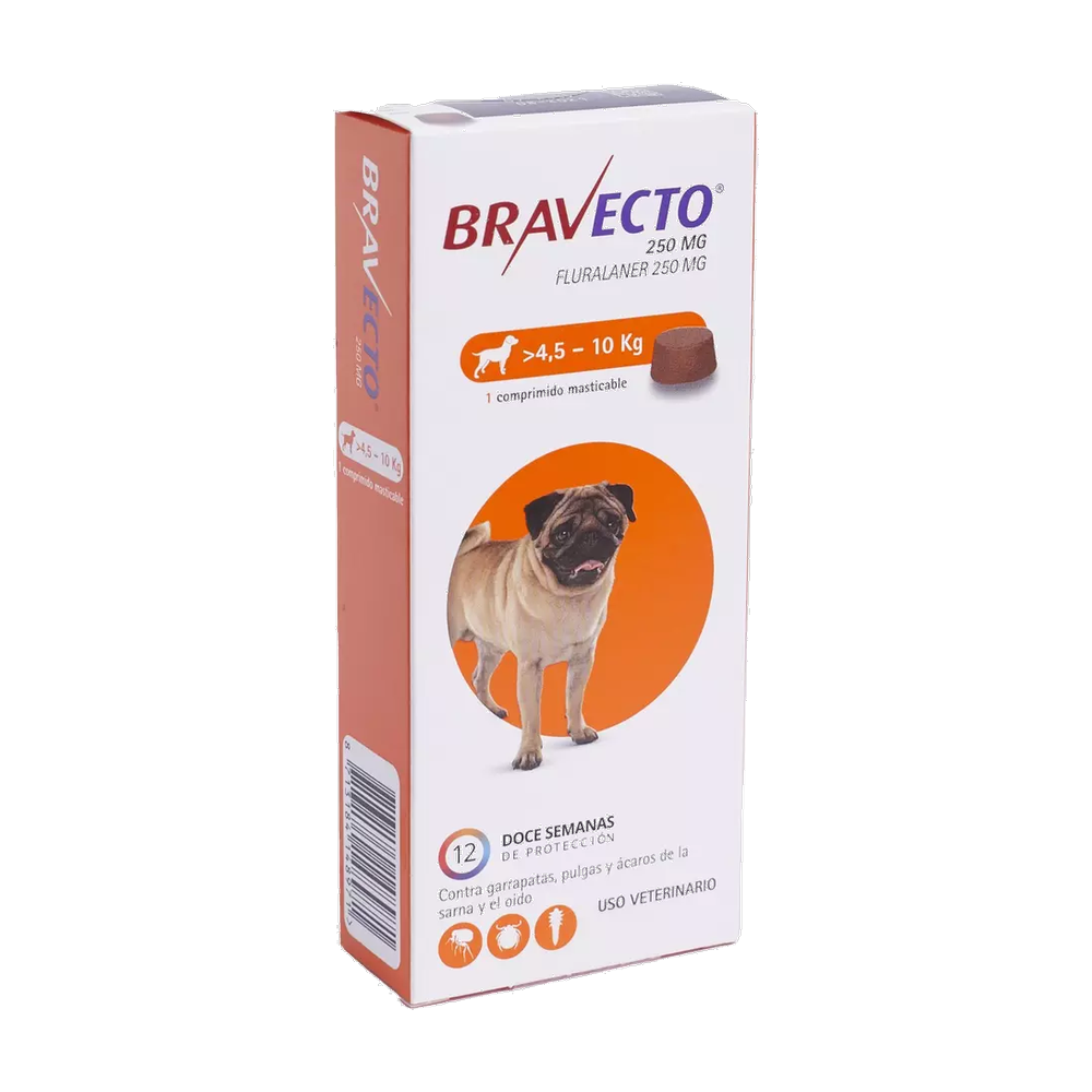 BRAVECTO COM 250 MG PERROS 4.5 A 10 KG X 1