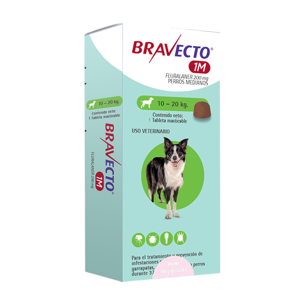 BRAVECTO TAB MAST PERRO 1M 200 MG 10 - 20 KG X 1