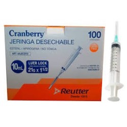 JERINGA 10 CC LUER LOCK C/A 21X1 1/2 X 100 LBF (DM)