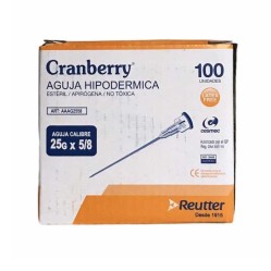 AGUJA HIPODERMICA 25 X 5/8 CAJA X 100 CRANBERRY (DM)
