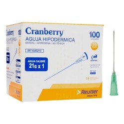 AGUJA HIPODERMICA 21 G X 1 CAJA X 100 CRANBERRY (DM)