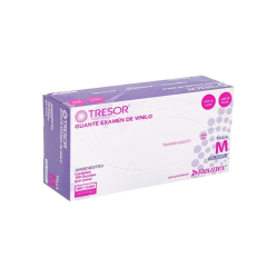 GUANTE EXAMEN VINILO L/P BCO TRESOR S X 100 UND (DM)