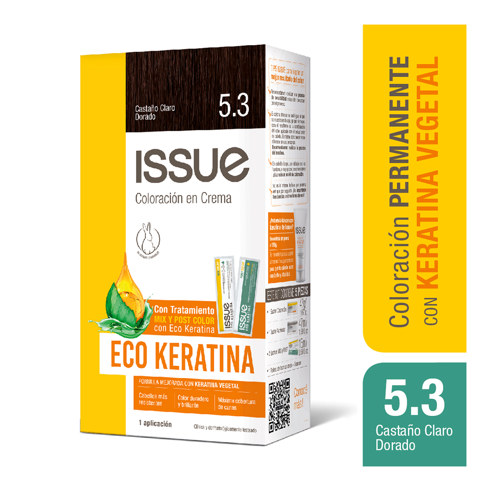 ISSUE ECO KERATINA KIT COLORACION CASTANO CLARO DORADO N 5.3