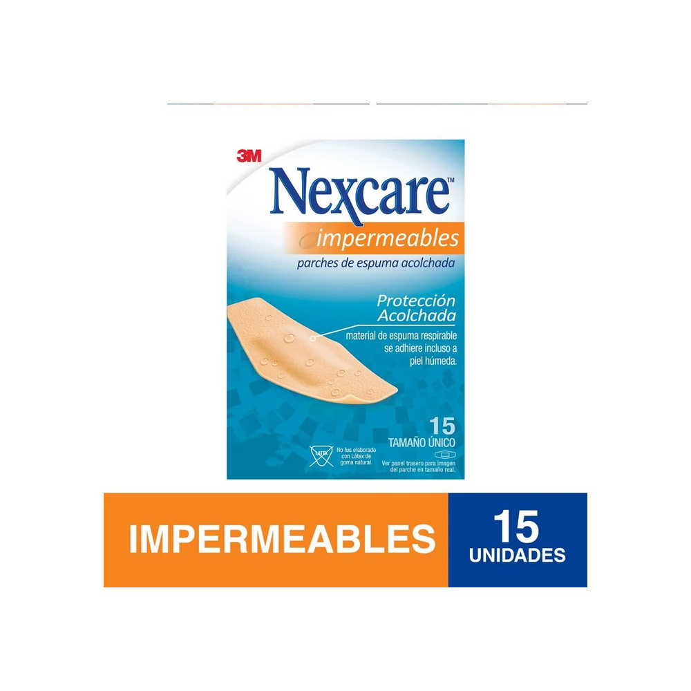 3M NEXCARE PARCHES IMPERMEABLES PROTECCION ACOLCHADA TAMAÑO UNICO X15