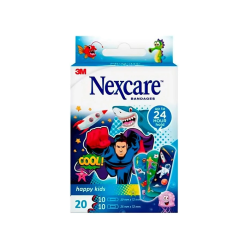 3M NEXCARE PARCHES HAPPY KIDS PERMANECEN HASTA 24HRS. 2 TAMAÑOS DISEÑO NIÑOS X20