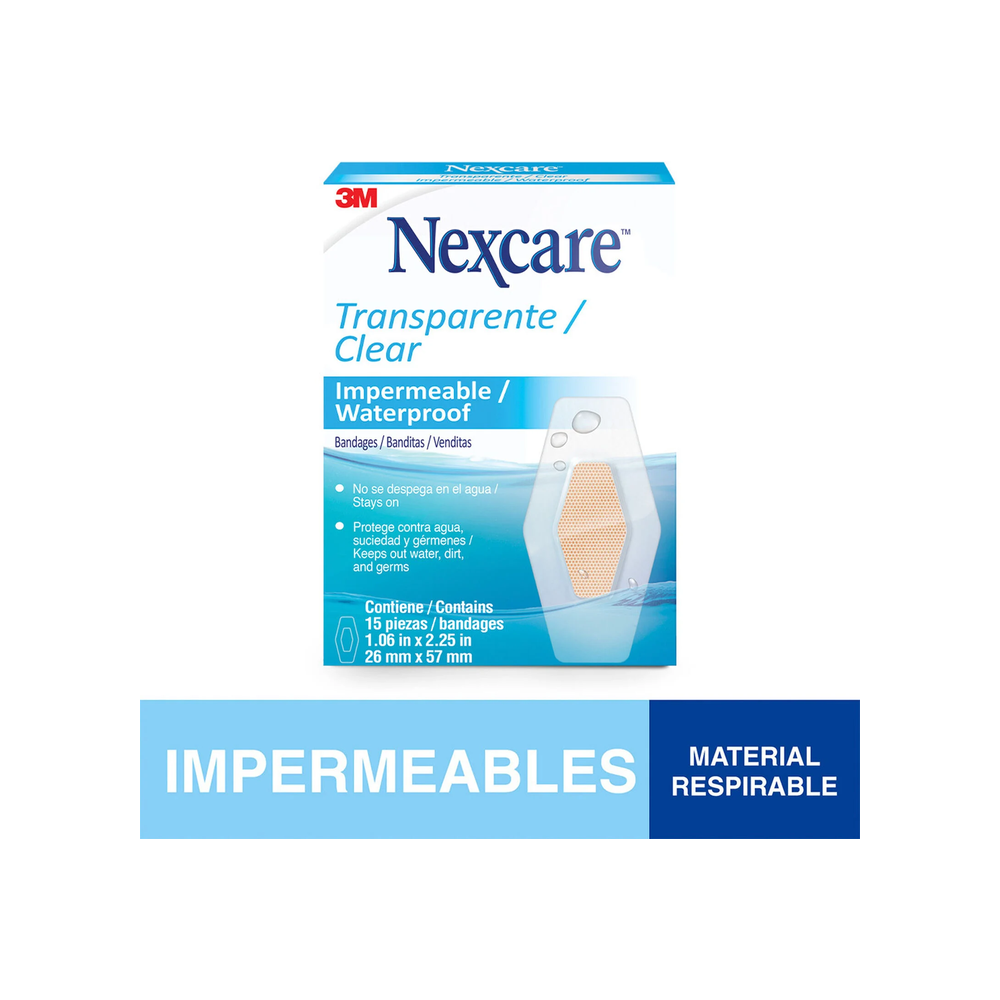NEXCARE BANDITAS TRANSPARENTE IMPERMEABLE X15