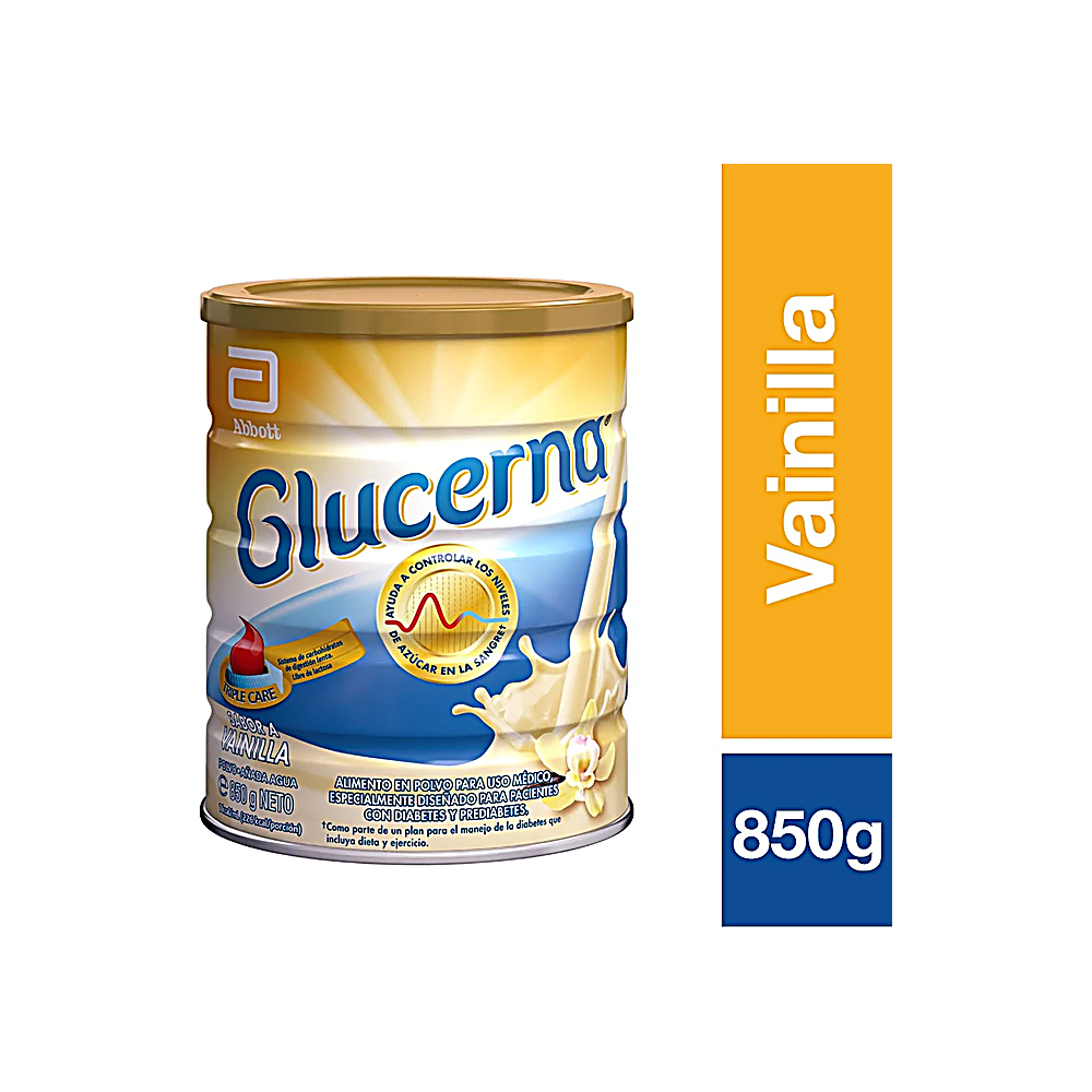 GLUCERNA PARA DIABETICOS SIN GLUTEN Y LACTOSA PLVO VAINILLA 850GR.