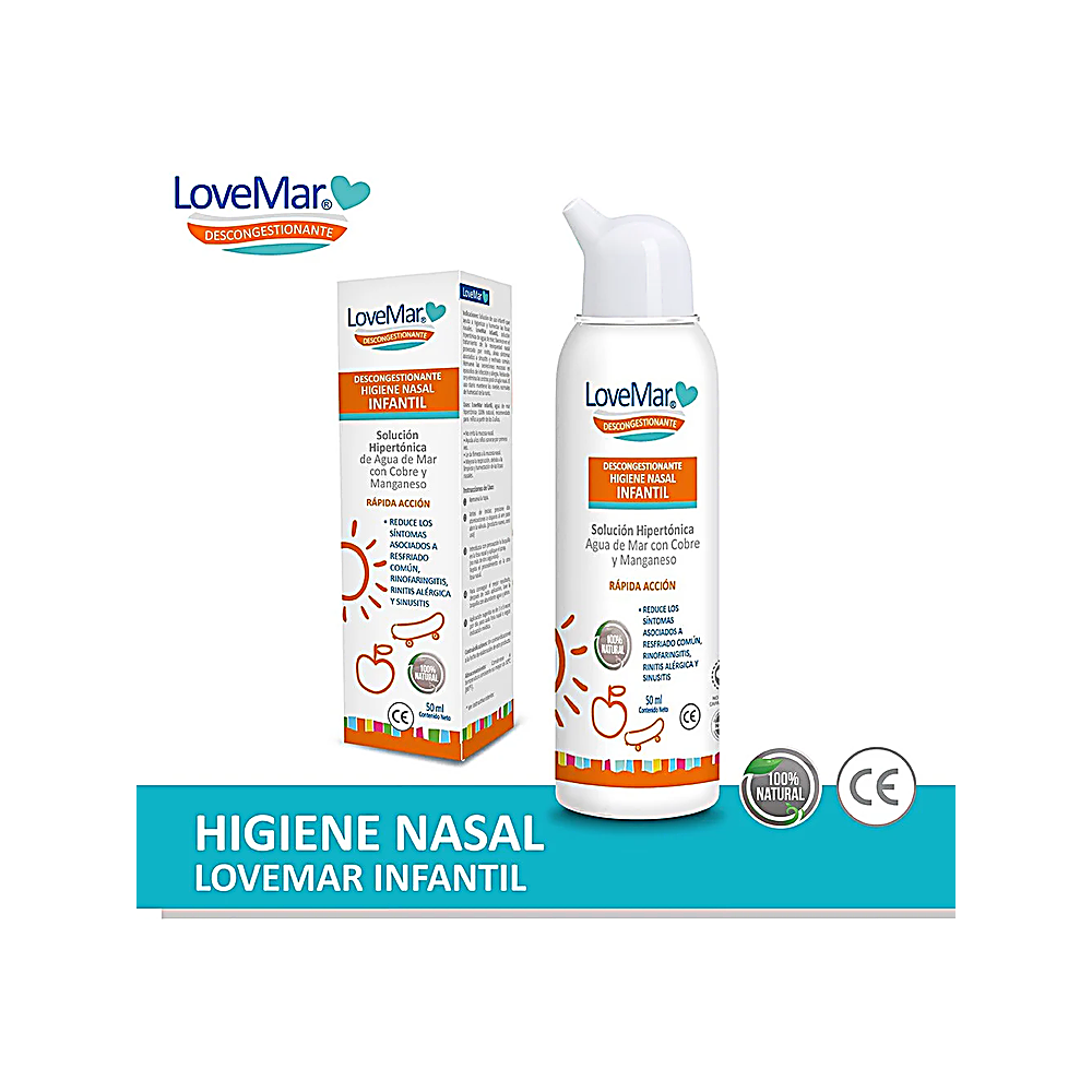 LOVEMAR INFANTIL SOLUCION HIPERTONICA AGUA DE MARC/COBRE Y MA.HIGIENE NASAL 50ML