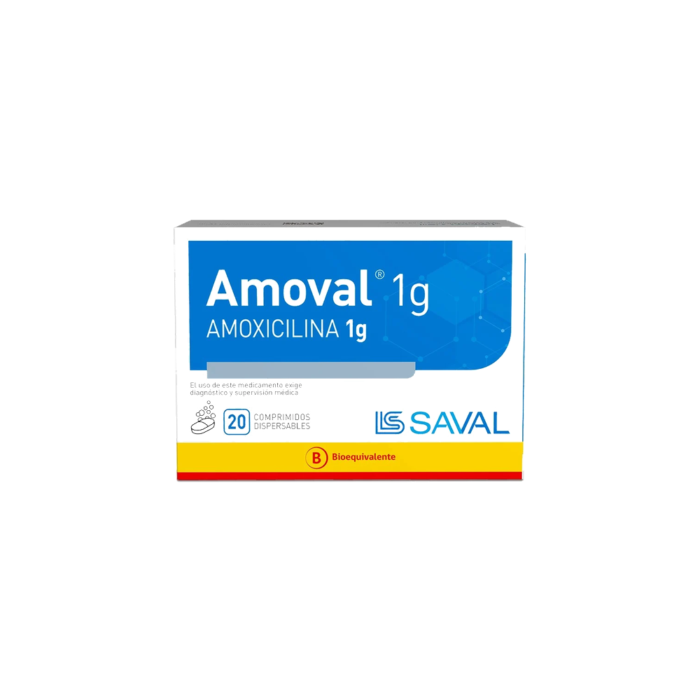 Amoval Amoxicilina 1g 20 Comprimidos Dispersables