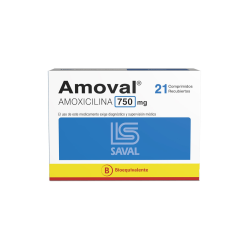 Amoval (B) Amoxicilina 750mg 21 Comprimidos Recubiertos