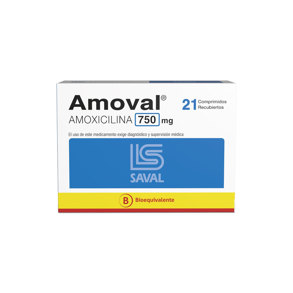 Amoval (B) Amoxicilina 750mg 21 Comprimidos Recubiertos